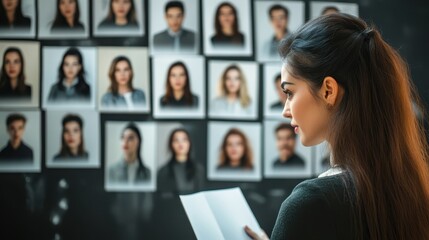 Actor Audition Review Process with Headshots in Background