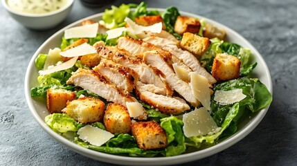 Grilled Chicken Caesar Salad with Croutons and Parmesan Cheese
