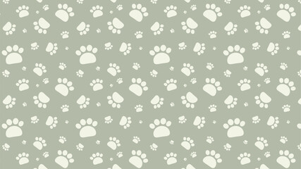 Earthy green and white paw print vector. Repeatable background for natural branding, pet products, or serene themes