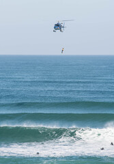 Helicopter rescue exercise on Messanges beach and its signal station