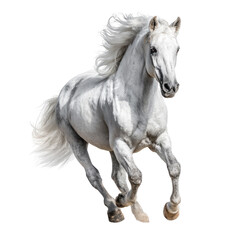 White horse in a dynamic gallop