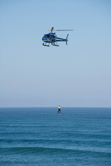 Helicopter rescue exercise on Messanges beach and its signal station
