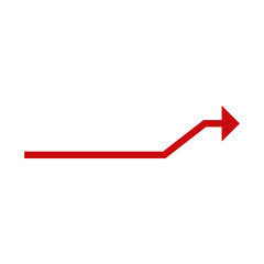 Red arrow pointing up on a business graph symbolizes financial market growth and success