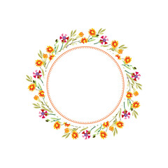 Watercolor Floral Wreath With Copy Space Invitation Card Design Template