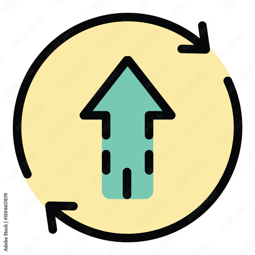 Poster boost icon flat line style illustration representing performance enhancement and productivity improv