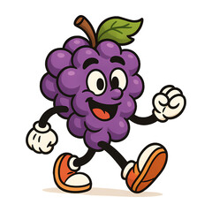 Happy Cartoon Grape Character Walking