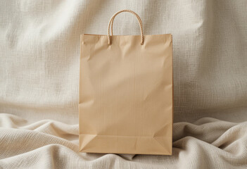Brown paper shopping bag isolated on white background empty package with handles