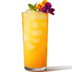 Bright orange cocktail with flowers