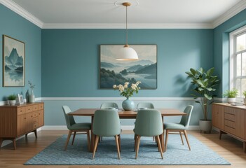 Fototapeta premium Revive Retro Style with a Sophisticated Color Palette and Classic Furniture