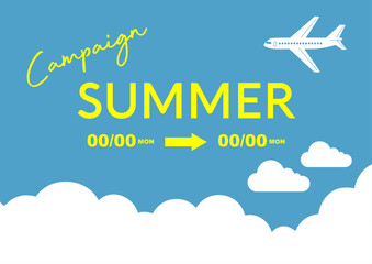 夏に使える販促物、飛行機、雲、向日葵、旅行