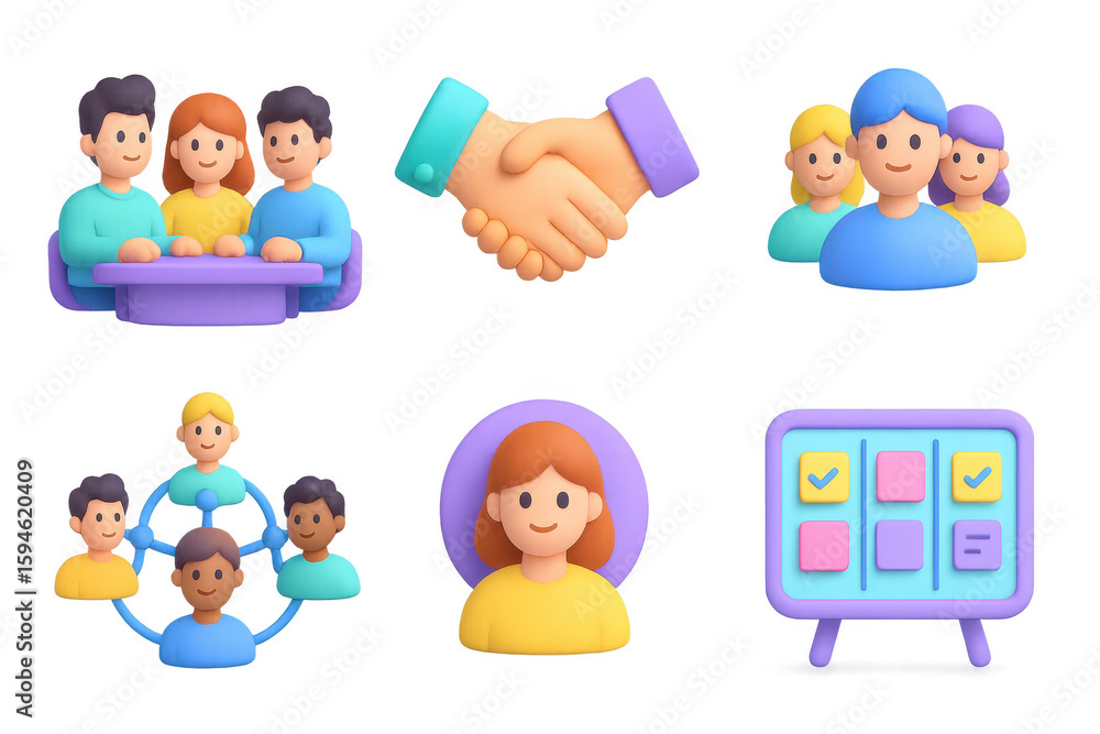 Poster business collaboration concepts with 3d figures and teamwork elements