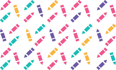 Seamless pattern with thin line cartoon pencil. Vector illustration.