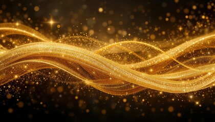  Luxurious Gold Glitter Wave Sparkling Stream Overlay for Backgrounds and Graphics