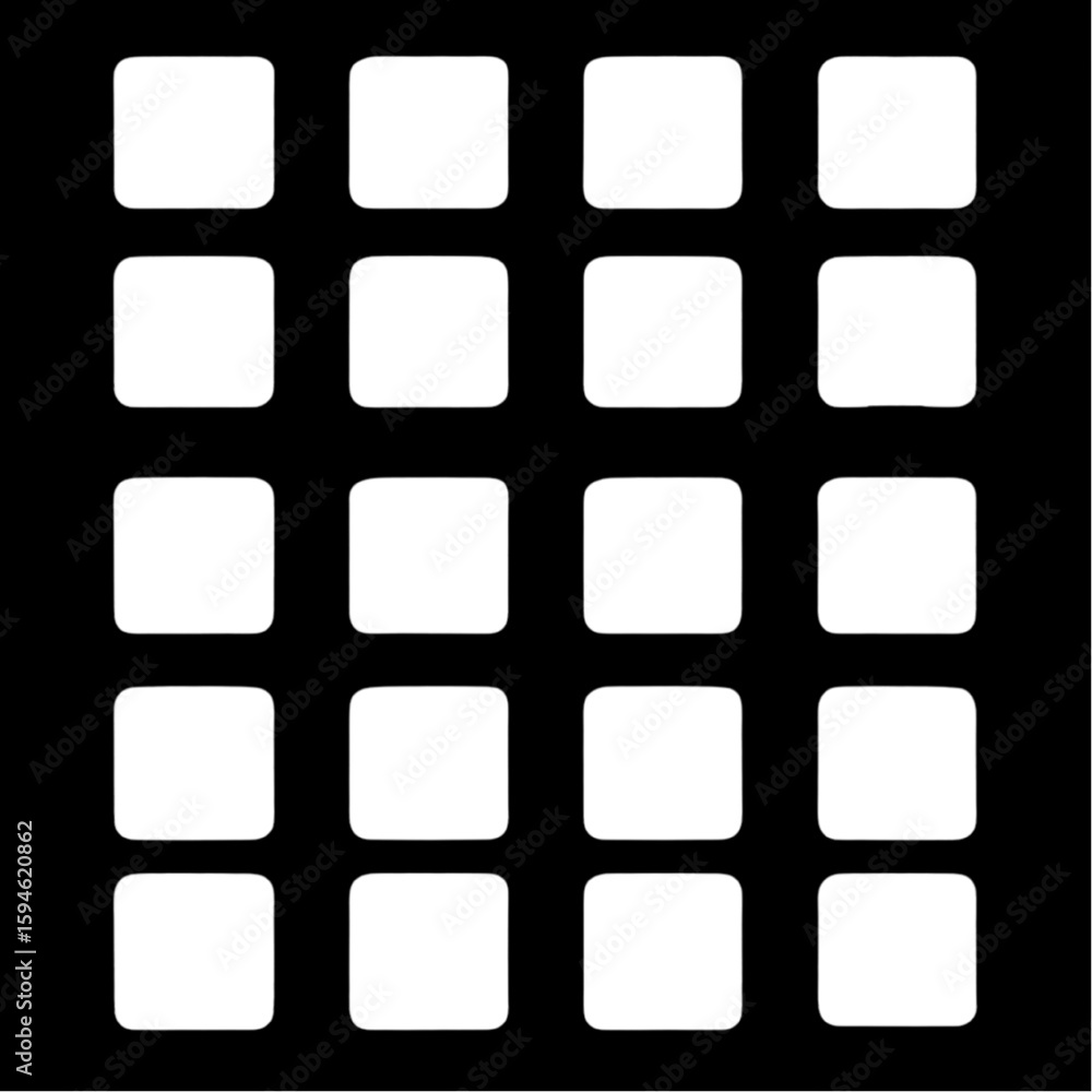 Poster black and white square button and frame icon set for web and design use