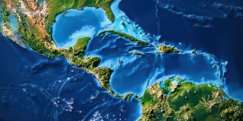  Physical Geography of Central America Caribbean Earth Map from Satellite