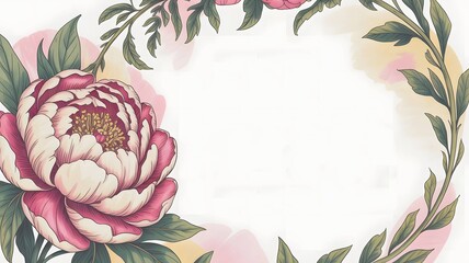 Pink flower frame a charming floral background with a vintage spring blossom design, perfect for a decorative art illustration
