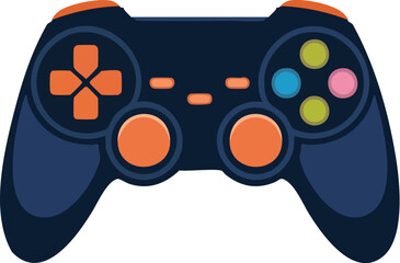 Video game controller vector illustration with joystick and buttons isolated on white background