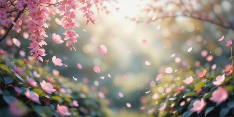 Fototapeta premium Abstract Pink Petal Swirls Watercolor Texture on Canvas with Gentle Gradient and Ethereal Light Effects