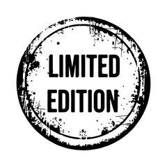 Limited edition circle label with grunge texture isolated on transparent background. Vector