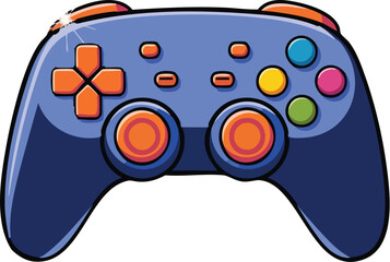 Video game controller vector illustration with joystick and buttons isolated on white background