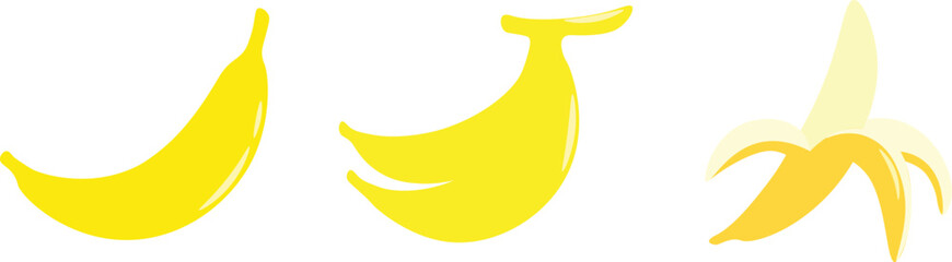 Vector illustration of colorful fruit. Fresh banana. Fruit isolated on background. Icons of fruits.Natural vegetarian food. vector illustrations