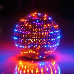 Fototapeta premium LED motion-activated colorful ball toy for nocturnal pets play, high-quality photo.