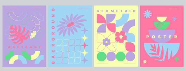 Playful Abstract Floral Geometric Designs with pastel tones