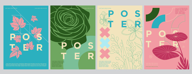 Minimalist Nature Posters in greenish colors