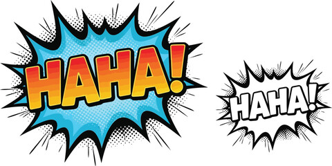 Haha comic burst vector illustration for speech bubble design and cartoon text effect with halftone pattern vector