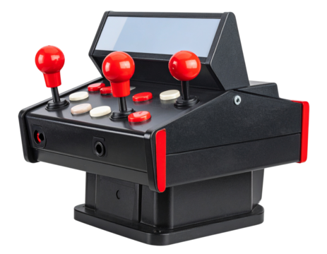 Joystick Arcade Style with Red Ball Handle, Side PNG 
