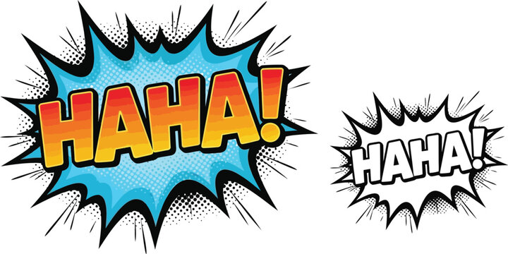 Haha comic burst vector illustration for speech bubble design and cartoon text effect with halftone pattern vector