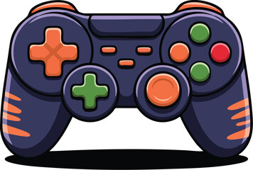 Video game controller vector illustration with joystick and buttons isolated on white background