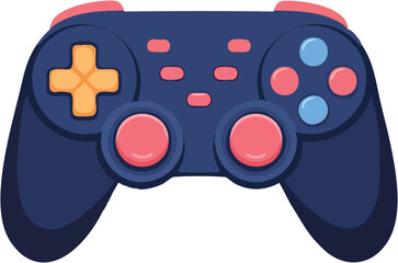 Video game controller vector illustration with joystick and buttons isolated on white background