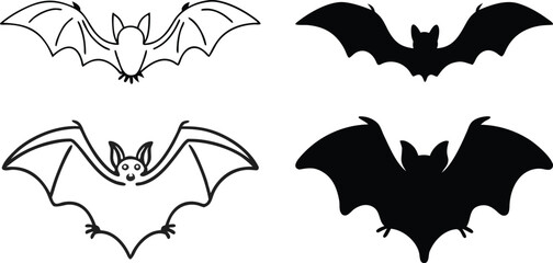black bat silhouette vector, bat illustration design.
