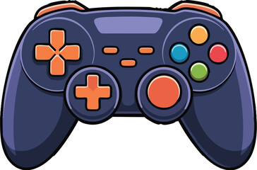 Video game controller vector illustration with joystick and buttons isolated on white background