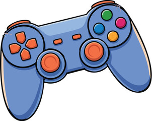 Video game controller vector illustration with joystick and buttons isolated on white background