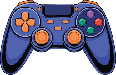 Video game controller vector illustration with joystick and buttons isolated on white background