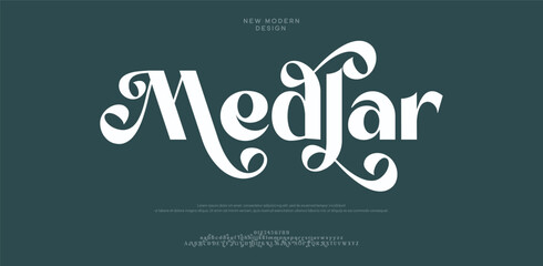 Medjar typography beauty fashion elegant minimalist serif italic fonts decorative wedding vintage retro logos. Minimal luxury font alphabet logo. Vector illustration