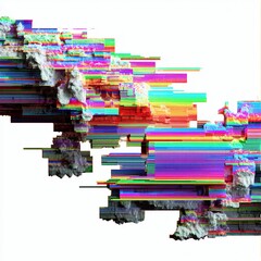 3D Glitched Data Stream and Tech Interference