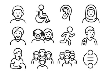 Diverse icons depicting inclusivity and accessibility themes