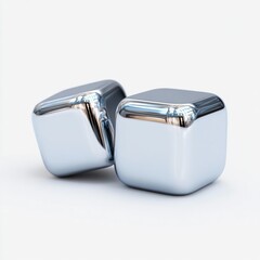 3D Chrome Cubes Reflective Minimal Sculpture