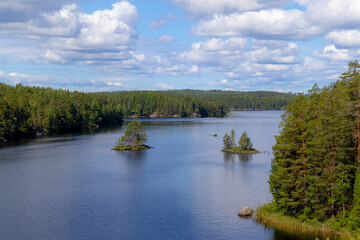 The lake and forest in Repovesi national park. Finland.