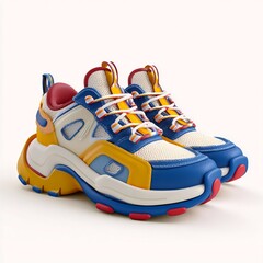 3D Colorful Chunky Sneakers with Laces