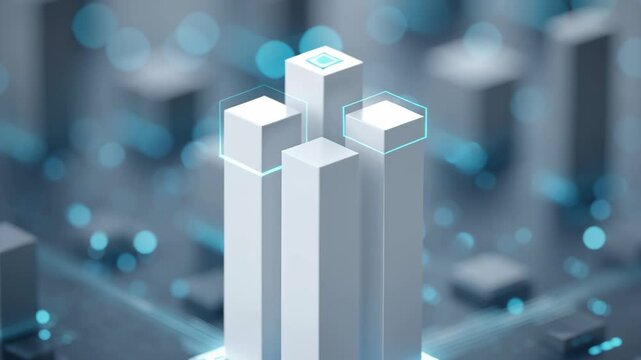 Conceptual illustration of a smart company powered by AI technology, focusing on minimalist elements and clear storytelling.