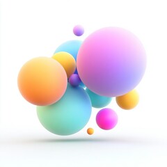 3D Cluster of Colorful Floating Spheres