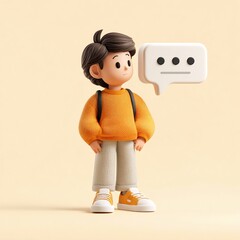 3D Teen Talking with Speech Bubble Above