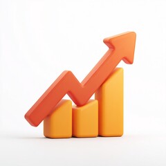 3D Business Growth with Upward Arrow Chart