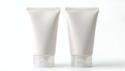 Two White Tubes Mockup on White Background for Product Display