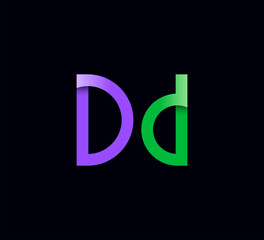Art letter D, modern font trendy alphabet uppercase and lowercase letters, vector illustration 10EPS.