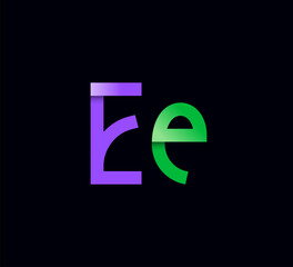 Art letter E, modern font trendy alphabet uppercase and lowercase letters, vector illustration 10EPS.